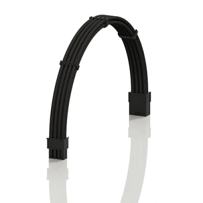 Imagen de LINKUP AVA 50cm 8 Pines (6+2) GPU PCI E Fuente de Alimentación PSU Cable Extensión PC Personalizado con Funda Trenzada y Peine┃Un Solo Paquete┃500mm Negro