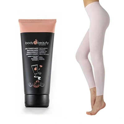 Imagen de CALZITALY Pack Anticelulitis Gel + Pijama Cosmetico Reductor Reafirmante 200 ml Rosa, Negro Made in Italy