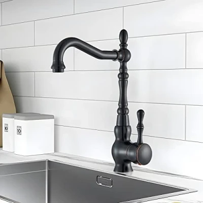 Imagen de Saeuwtowy grifo de cocina negro con boquilla giratoria 360, cocina, color
