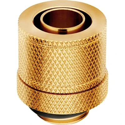 Imagen de Corsair Hydro X Series XF Accesorios de Compresión 10/13 mm (3/8 Pulgada o 1/2 Pulgada) ID/OD, Paquete Cuatro (Roscas Puerto BSPP 1/4 Oro