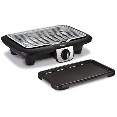 Imagen de Tefal Easy Grill 2 en 1 Barbacoa eléctrica de mesa, placa plancha incluida, potente 2100 W, hasta veces menos humo YY3818FB, negro