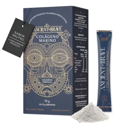 Imagen de Ancient + Brave Wild Colágeno Sachets 15 x 5g Polvo de Mar Capturado Salvaje Péptidos Hidrolizados al 100% (Pescado) Ayuno, cetogénico Anti envejecimiento