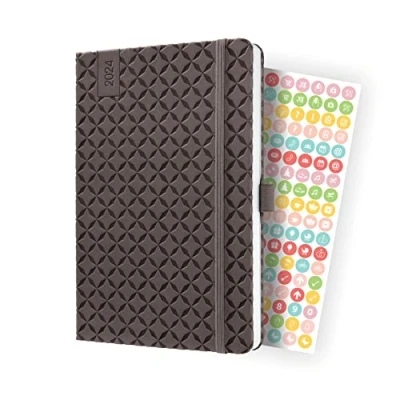 Imagen de SIGEL J4123 Jolie Agenda semanal 2024, tapa dura, 13,5 x 20,3 cm, 174 páginas, braun