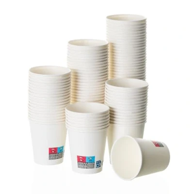 Imagen de BEST PRODUCTS 100 vasos desechables café 200cc de cartón antifugas, biodegradables, compostables, reciclables, para café, agua, infusiones, bebidas frías y calientes fiestas eventos.