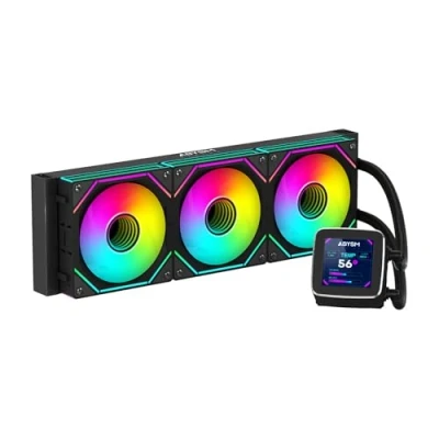 Imagen de ABYSM Gaming Refrigeración Líquida OCEANIC 360 Black ARGB, con Pantalla LCD de 2,8’’ Personalizable, para Monitorear Temperatura del CPU, Velocidad Ventiladores y Otros Parámetros