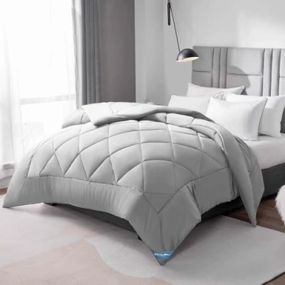 Imagen de WAVVE Edredón Acolchado 220x240 cm, Edredon Cama 135/150 / 160, Relleno Nórdico 300 gr/m² en 100% Microfibra (240x220 Gris Claro)