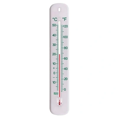 Imagen de Termómetro de pared blanco 215 mm, con C y F. Ideal para casa, oficina, jardín e invernadero. Puede utilizarse en interiores al aire libre