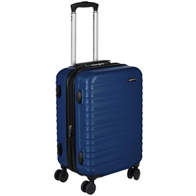 Imagen de Amazon Basics Maleta de Cabina Rígida Expandible, Equipaje Mano en ABS, con 4 Ruedas Giratorias, 55 cm, Azul Marino