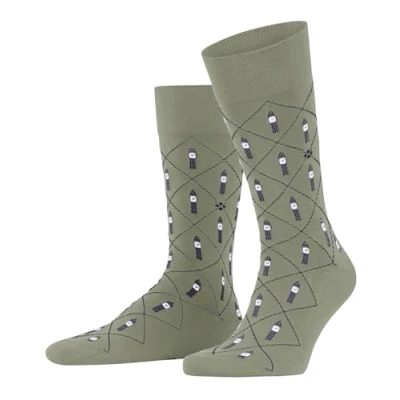 Imagen de Burlington Big Ben M SO algodón estampado 1 par, Calcetines Hombre, Verde (Leaf 7064), 40 46