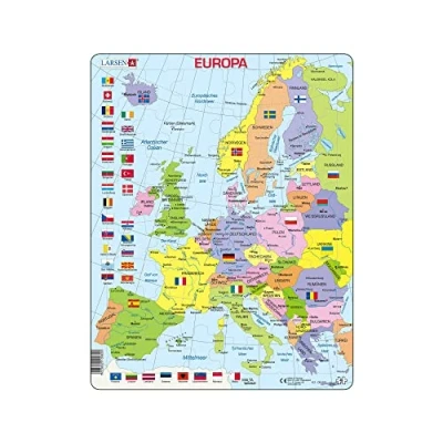 Imagen de Larsen K2 Mapa político de Europa, edición en Alemán, Puzzle Marco con 48 Piezas