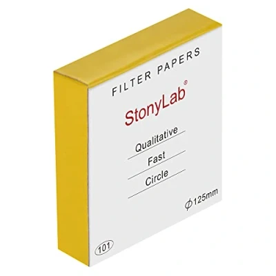 Imagen de stonylab Papel de Filtro Cualitativo, Círculos Celulosa Velocidad Rápida 125 mm Diámetro, Retención Partículas 25 Micrones, Paquete 100