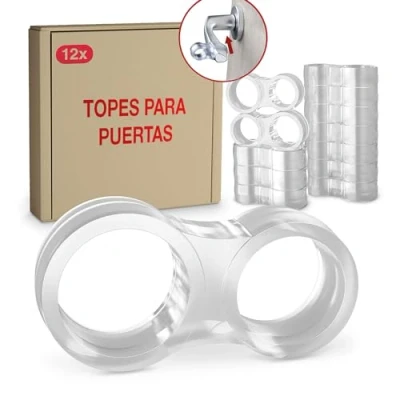Imagen de Topes Manillas LouMaxx Set de 12 Transparentes goma para manijas Puertas y Ventanas Paquete Sujeta proteger contra los arañazos