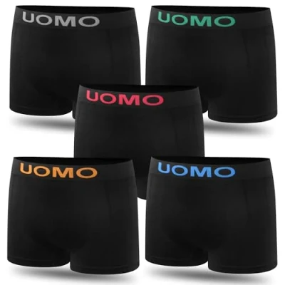 Imagen de L&amp;K Pack de 5 Calzoncillos Bóxer para Hombre Ropa Interior Microfibra Tonos Negros 1212 BL S/M