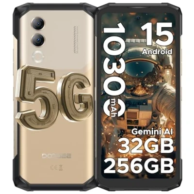 Imagen de DOOGEE Blade 20 Turbo 5G Movil Irrompible, 6,6&quot; 32GB+256GB/2TB, 10300mAh/33W Android 15 Móvil Rugerizado, Dimensity 7050 Teléfono Resistente, 50MP/Dual SIM/Face ID/OTG/NFC/GPS IP68 Smartphone