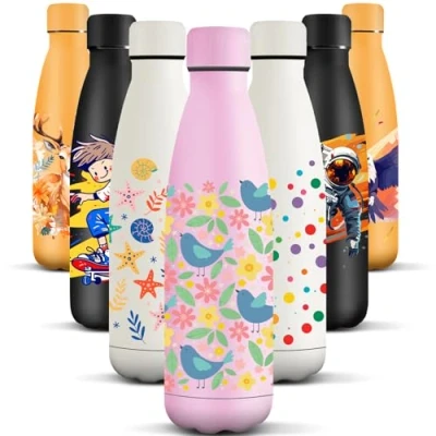 Imagen de HoneyHolly Botella Termica, 500 ml sin BPA, Agua Acero Inoxidable, Doble Aislamiento, Cantimplora, A Prueba de Fugas, Inoxidable 18/8, Cantimplora Termica para Deportes, Escuela, Yoga