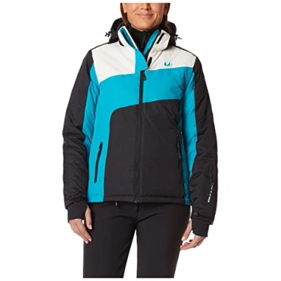 Imagen de Ultrasport Chaqueta Deportiva para Mujer Kitzbühel Softshell Acolchada e Impermeable con Tela Ultraflow 10.000, Azul / Blanco Negro L