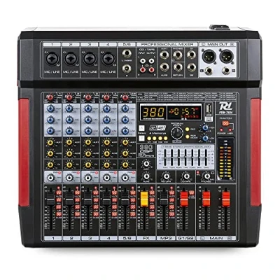 Imagen de Power Dynamics PDM T604 Mesa de mezclas 6 canales con interfaz audio USB, Bluetooth y efectos DSP integrados, alimentación phantom +48v, EQ 7 bandas, salida auriculares, balanceada