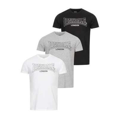 Imagen de Lonsdale Normale Passform Dreierpack Beanley Camiseta estampada, Hombre, Talla: 5XL, Black white marl grey