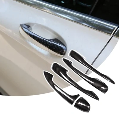 Imagen de DIYUCAR Cubierta para manija de puerta coche MB Benz Clase A A180 A200 A250 W177 V177 2019 2020 2021, ABS cromado, accesorios LHD (fibra carbono)