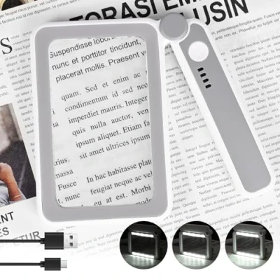 Imagen de Diealles Shine Lupa para Leer Libros, 4X Recargable Lupas de Gran Aumento con Luz, Gafas Luz LED Personas Mayores y Deficientes Visuales, Lectura Leer, Trabajar Cerca