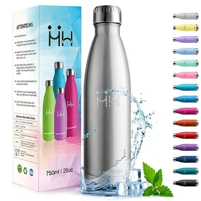 Imagen de HoneyHolly Botella Agua Acero Inoxidable, Termica 750ml sin BPA, de Deportiva, Doble Pared al Vacío a Prueba Fugas, Cantimplora para Gimnasio