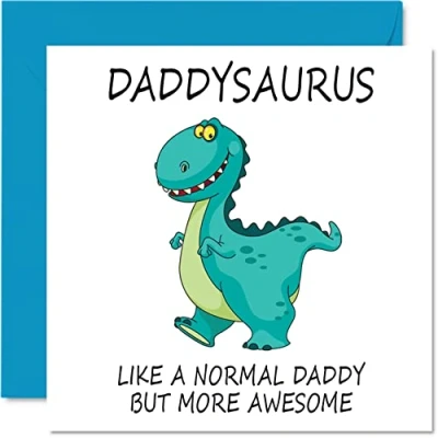 Imagen de tarjetas de cumpleaños para papá Daddysaurus tarjeta del día padre hija hijo, feliz papá, linda dinosaurio, 145 mm x mm,