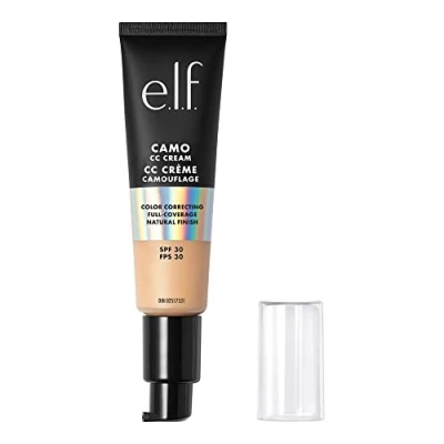 Imagen de e.l.f. Camo CC Cream Base correctora de color cobertura completa con SPF 30 Profundo 560 C 1 onza (30 g)