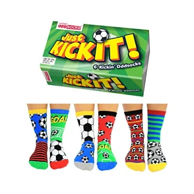 Imagen de United Oddsocks Kick It Caja de 6 calcetines para niños, multicolor, tallas 30,5 39