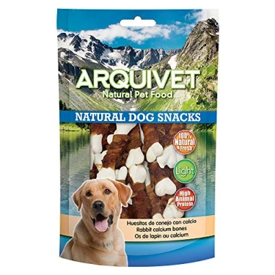 Imagen de ARQUIVET Huesitos de Conejo con Calcio 100 gr Snacks Naturales para Perros Chuches, premios, golosinas y recompensas caninas Alimento complementario