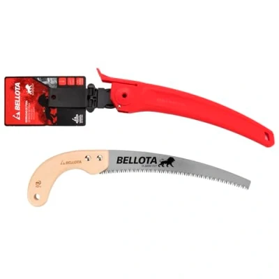 Imagen de Bellota 450MC11 Serrucho de poda León con hoja curva 11&quot;, dentado japonés y mango madera curvo. Incluye funda
