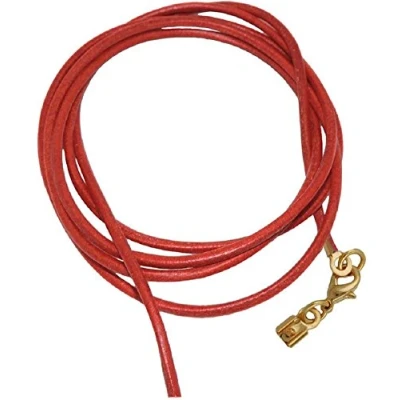 Imagen de unbespielt Joyas cordón de Cuero Rojo Cadena Longitud 100 cm Ancho 2.0 mm mosquetón Color Oro. La Puede acortarse