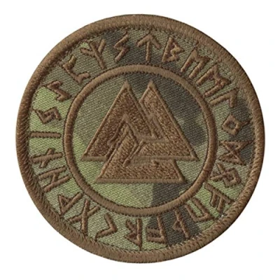 Imagen de Multicam Valknut Viking Norse Runic Heathen Pagan Odin God Rune Morale Tactical Fastener Patch
