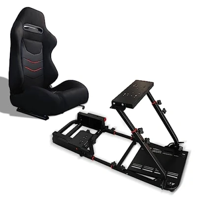 Imagen de MODAUTO Cockpit SimRacing, Soporte de Simulacion, Estructura SimRacing+Asientos Opcional, Compatible con Logitech,Fanatec,Thrustmaster.N820B+N650