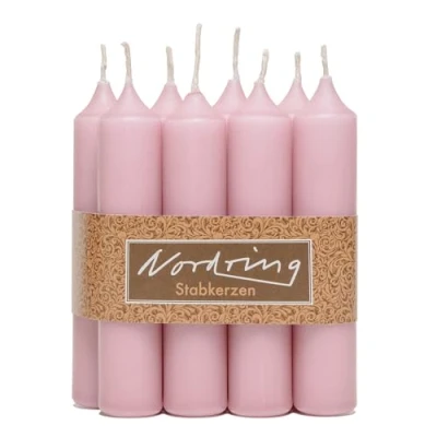 Imagen de Nordring 8 velas de 2,2 x 11 cm, color rosa envejecido