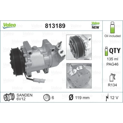 Imagen de VALEO 813189 compresor de Aire Acondicionado SD6V12 12 PAG 46 R 134 a con aceite NEW ORIGINAL PART CITROËN: Xsara Picasso