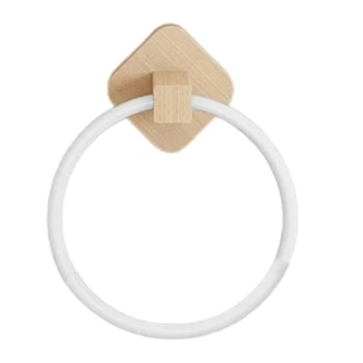 Imagen de Diarypiece Toallero de madera para toalla baño, soporte anillo montado en la pared, redondo toallas cocina, mano