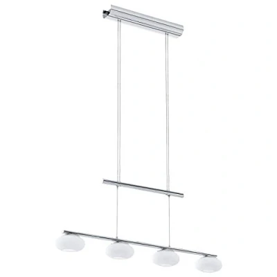 Imagen de Eglo LED lámpara colgante Aleandro 1, luminaria de 4 luces para comedor, luz pendiente metal en cromo y cristal blanco, iluminador candil cocina blanco cálido