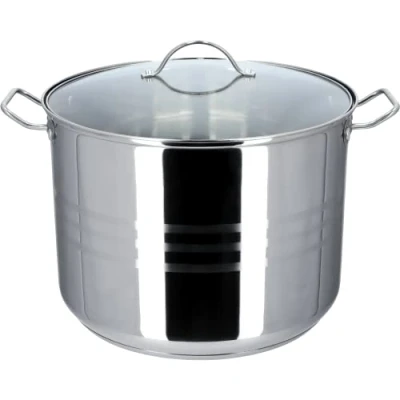 Imagen de KADAX olla alta con tapa, de acero inoxidable, sopa versátil para fideos, utensilios cocina todo tipo fuegos, carne, verduras (16L)
