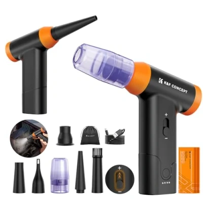 Imagen de K&amp;F Concept 2 en 1 Soplador De Aire Comprimido Con luz LED 150000 RPM, Potente Quitapolvo Eléctrico Batería 5000mAh, Velocidad Ajustable, Mini Limpiador Para Teclado, Coche, PC