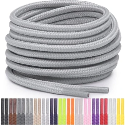 Imagen de Miscly Cordones Redondos para Zapatos, Zapatillas y Botas Disponibles en Múltiples Longitudes Colores (Gris Claro, 183 cm)