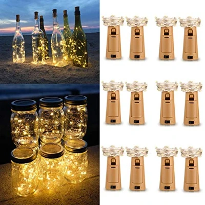 Imagen de Luz de Botella (12 Pack), 2m 20 LED Lámparas Botellas con Alambre Cobre, Corcho Micro Luces para Boda,Navidad,Fiesta,Hogar,Exterior, Jardín,Blanco Cálido[Clase eficiencia energética A+]