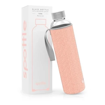 Imagen de Spottle Botella de Agua Vidrio con Funda Neopreno, Borosilicato Apta para Lavavajillas, Adecuada Todas las Bebidas, Libre BPA, 750ml