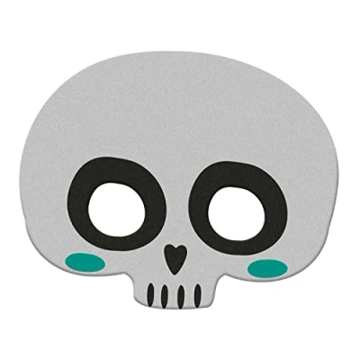 Imagen de Folat B.V. Felt Mask Skeleton Happy 67987 Mascarilla Esqueleto Decoración de Halloween, dibujos animados, color blanco, Talla única