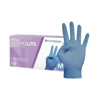 Imagen de cuatrogasa guante nitrilo azul dermolite desechable (100 unidades) (S)