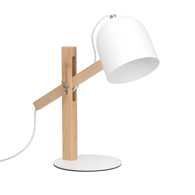 Imagen de FORLIGHT Bodhi Lámpara de Mesa para Escritorio LED Articulada Madera Natural. Flexo Nórdico Blanco