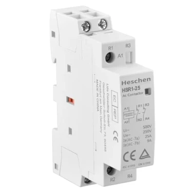Imagen de Heschen Contactor de CA doméstico, HSR1 25, 2 polos, Dos normalmente cerrados, 220V/230V Voltaje la bobina, Montaje en riel DIN 35mm
