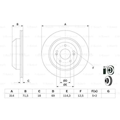 Imagen de BOSCH 0 986 479 F43 Disco de freno 314 18 5 114,3 ventilado revestido KIA: SORENTO 3