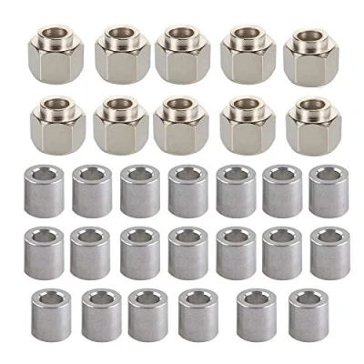 Imagen de Zeberoxyz 10 piezas de impresora 3D columna excéntrica hexagonal con 20 columnas aislamiento redondo, ranura en V, acero inoxidable para accesorios impresión rueda V (8 mm altura)