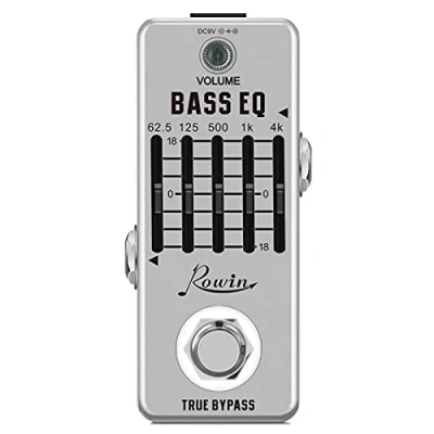 Imagen de Rowin Pedal ecualizador de 5 bandas para guitarra bajo con bajos mini tamaño True Bypass