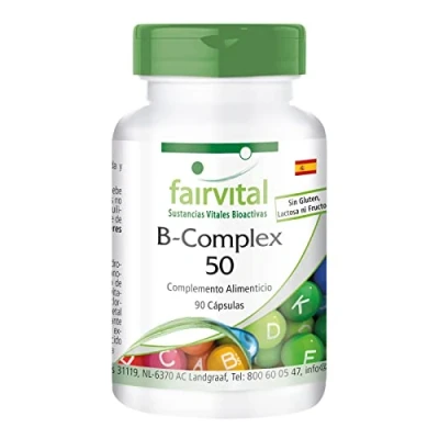 Imagen de Fairvital vitamina B Complex 50 Complejo de + Colina e inositol VEGANO Dosis elevada 90 Cápsulas Calidad Alemana